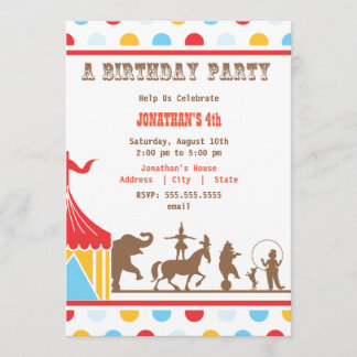 Invitación del cumpleaños de los niños - circo