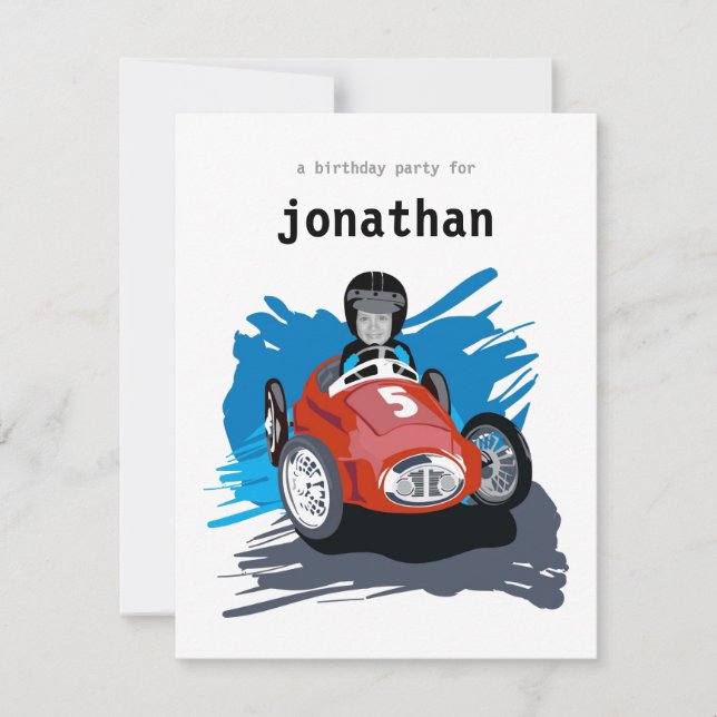 Invitación del cumpleaños de los niños - coche de (Anverso)