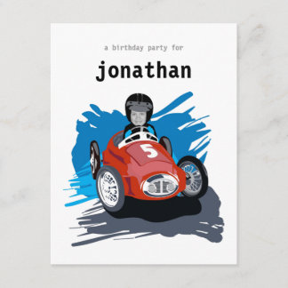 Invitación del cumpleaños de los niños - coche de