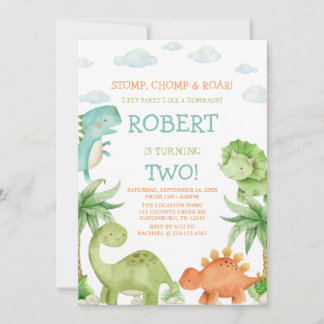 Invitación del cumpleaños de los niños de Dinosaur