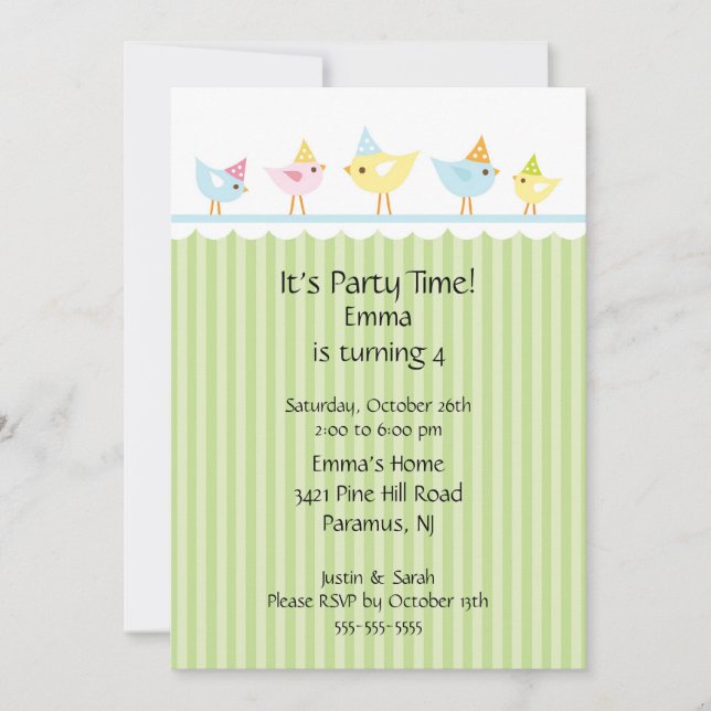 Invitación del cumpleaños de los niños de los (Anverso)