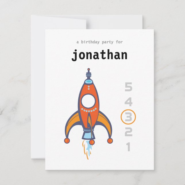 Invitación del cumpleaños de los niños - Rocket (Anverso)