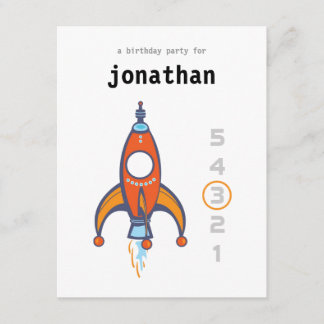 Invitación del cumpleaños de los niños - Rocket