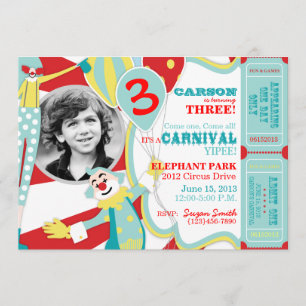 Invitación del cumpleaños de los payasos de circo