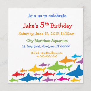 Invitación del cumpleaños de los tiburones del