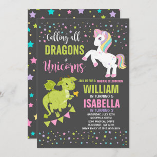 Invitación del cumpleaños de los unicornios y de
