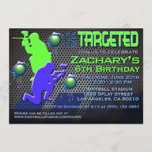 Invitación del cumpleaños de Paintball del