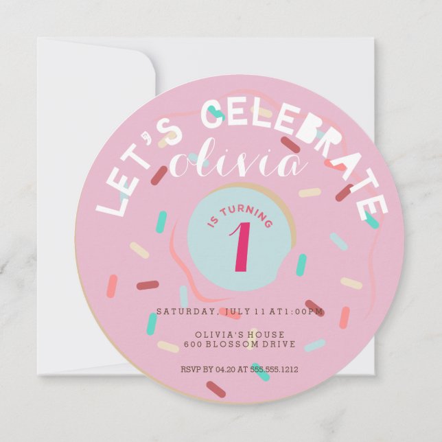 INVITACIÓN DEL CUMPLEAÑOS DE PINK DONUT (Reverso)