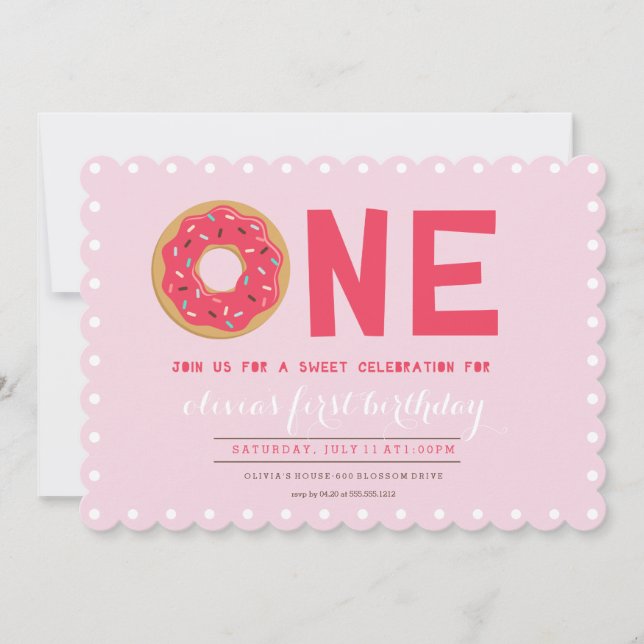 INVITACIÓN DEL CUMPLEAÑOS DE PINK DONUT (Anverso)