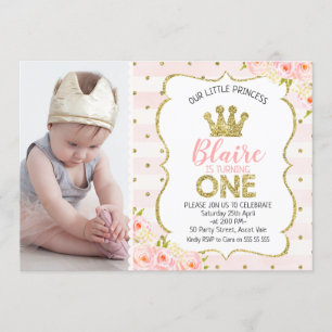 Invitación del cumpleaños de princesa Crown de la