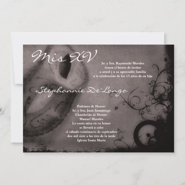 invitación del cumpleaños de Quinceanera de la (Anverso)