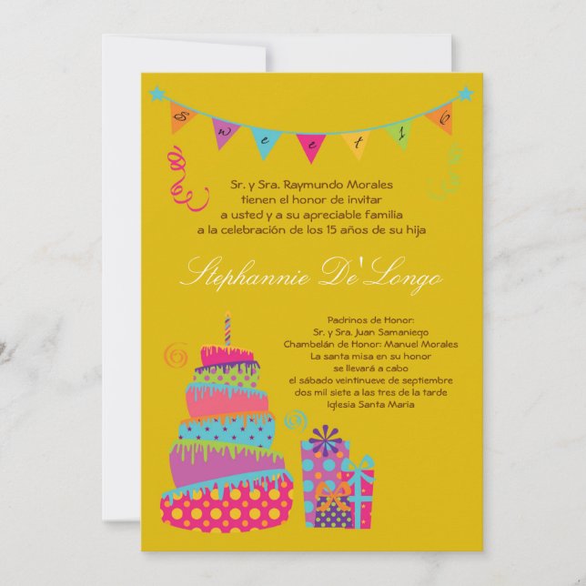 invitación del cumpleaños de Quinceanera de la (Anverso)