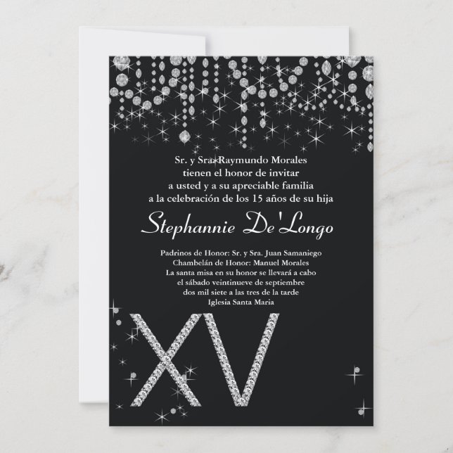 invitación del cumpleaños de Quinceanera del (Anverso)
