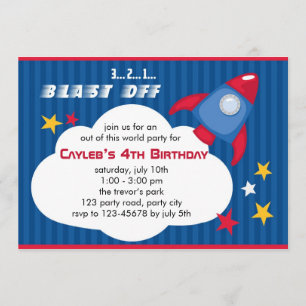 Invitación del cumpleaños de Rocket - el espacio