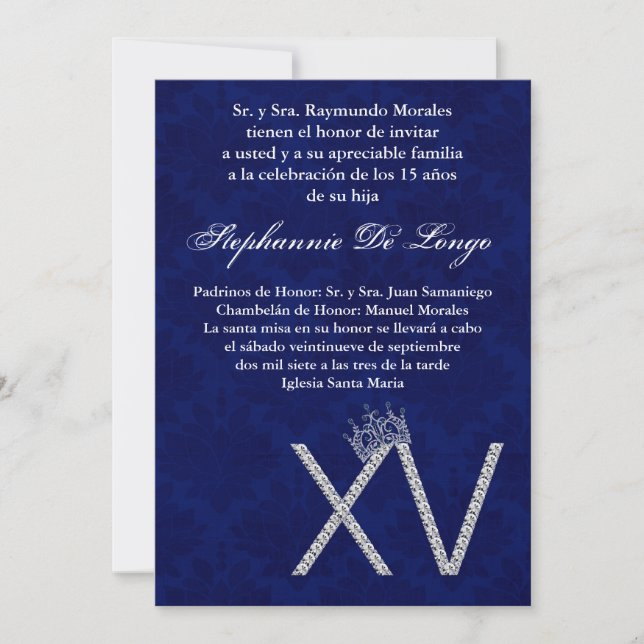 invitación del cumpleaños de Saphir Quinceanera (Anverso)