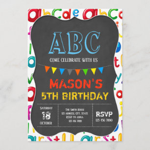 Invitación del cumpleaños del alfabeto