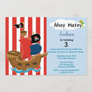 Invitación del cumpleaños del barco pirata