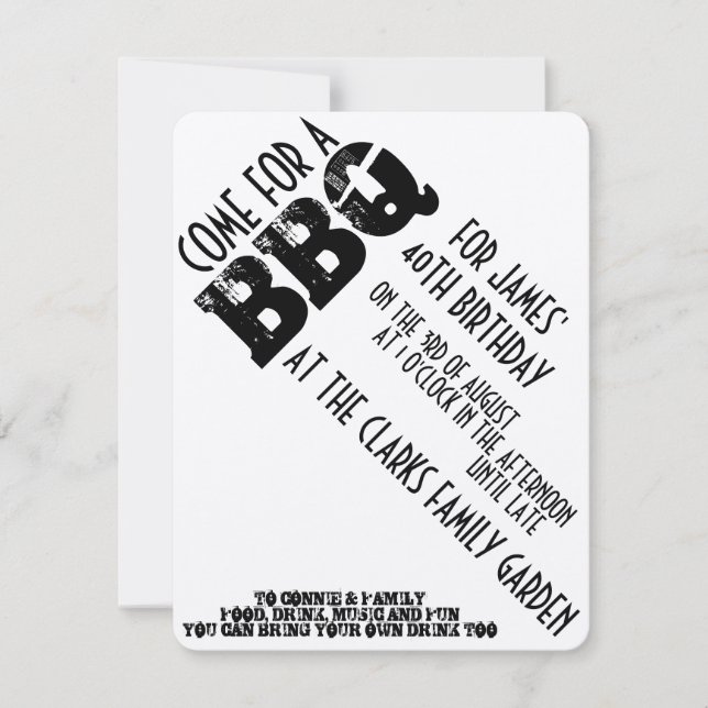 INVITACIÓN del cumpleaños del Bbq (Anverso)