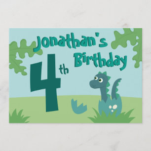 Invitación del cumpleaños del bebé con Dino lindo
