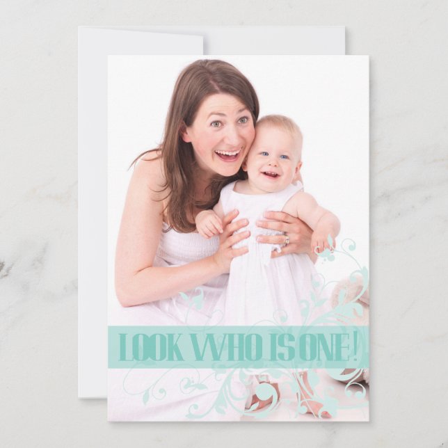 Invitación del cumpleaños del bebé del remolino de (Anverso)