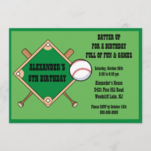 Invitación del cumpleaños del béisbol