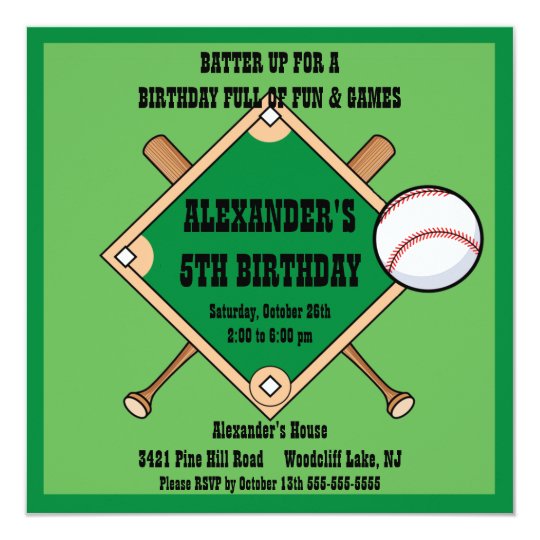 Invitación del cumpleaños del béisbol