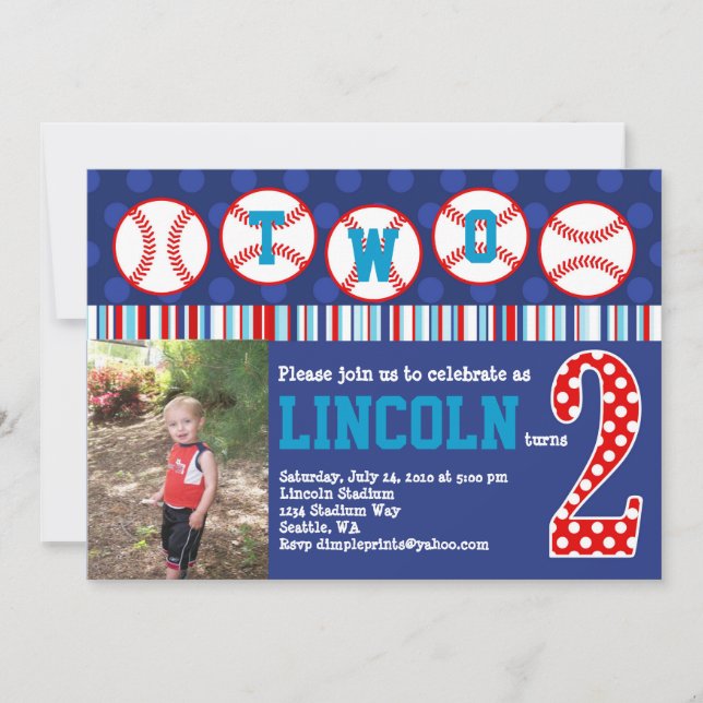 Invitación del cumpleaños del béisbol (2do (Anverso)