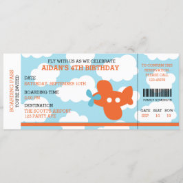 Invitación del cumpleaños del boleto plano