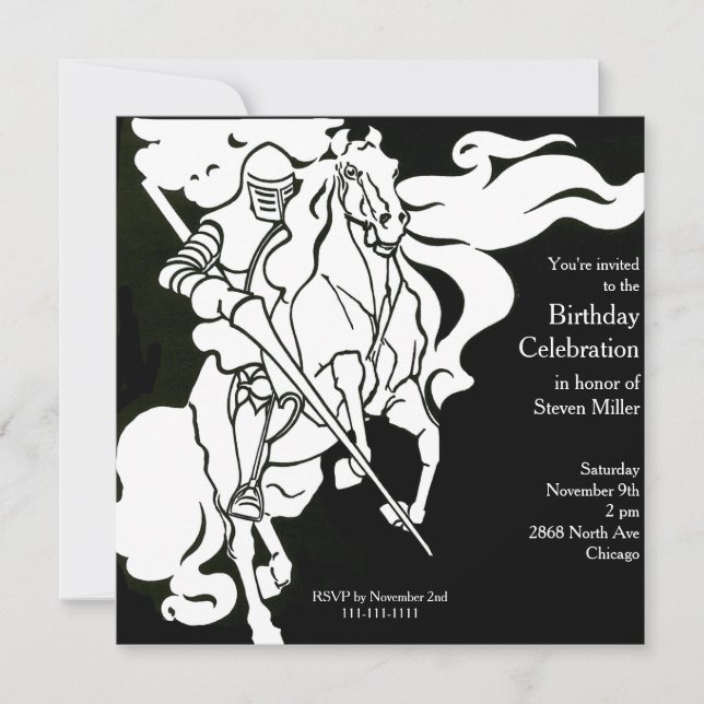 Invitación del cumpleaños del caballero blanco (Anverso)