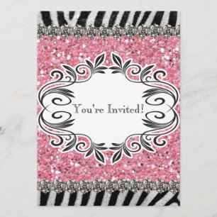 Invitación del cumpleaños del chica del purpurina