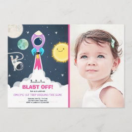 Invitación del cumpleaños del chica del rosa del