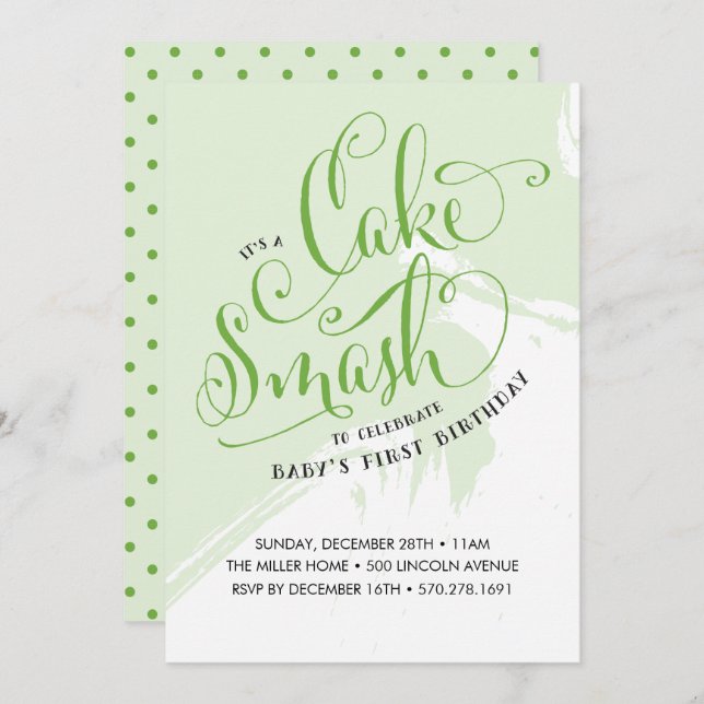 Invitación del cumpleaños del choque de la torta, (Anverso / Reverso)