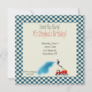 Invitación del cumpleaños del coche de bomberos