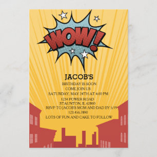 Invitación del cumpleaños del cómic de los