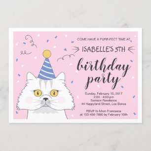 Invitación del cumpleaños del confeti de Purrty