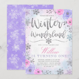 Invitación del cumpleaños del copo de nieve del