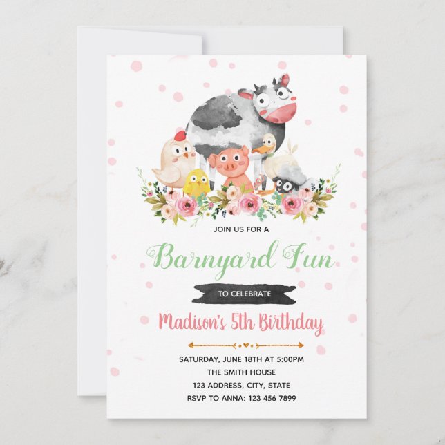 Invitación del cumpleaños del corral de la (Anverso)