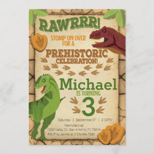Invitación del cumpleaños del dinosaurio,