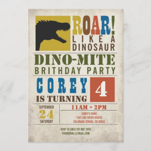 Invitación del cumpleaños del dinosaurio
