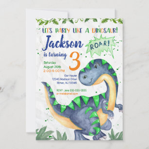 Invitación del cumpleaños del dinosaurio para un