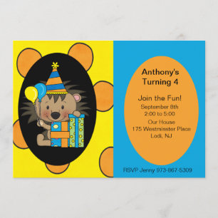 Invitación del cumpleaños del erizo del lunar