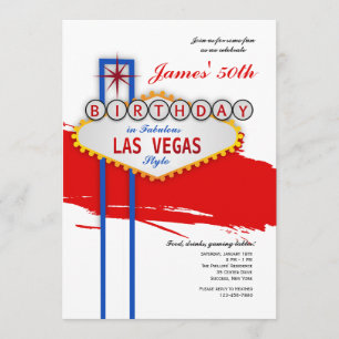 Invitación del cumpleaños del estilo de Las Vegas