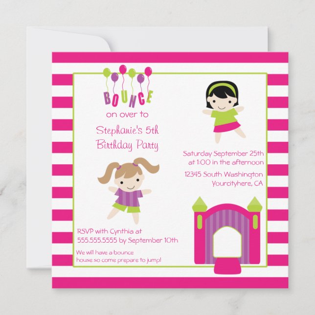 Invitación del cumpleaños del fiesta de casa de la (Anverso)