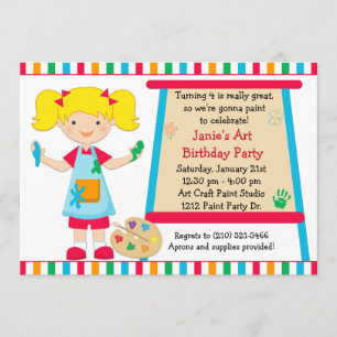 Invitación del cumpleaños del fiesta de la pintura
