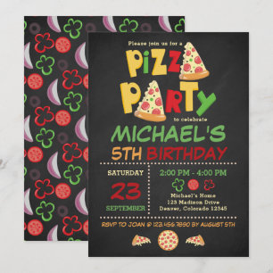 Invitación del cumpleaños del fiesta de la pizza
