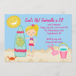 Invitación del cumpleaños del fiesta de la playa
