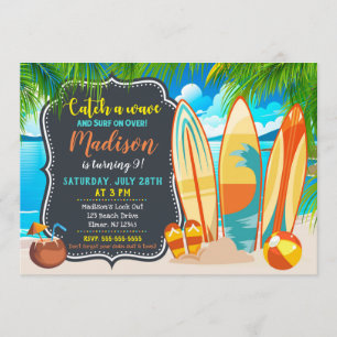 Invitación del cumpleaños del fiesta de la playa,
