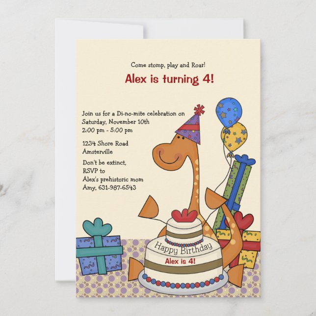 Invitación del cumpleaños del fiesta del (Anverso)