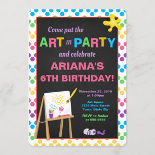 Invitación del cumpleaños del fiesta del arte,