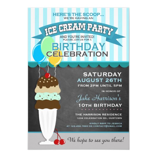 Invitación del cumpleaños del fiesta del helado